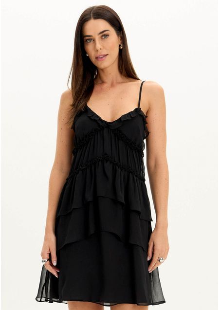 Vestido Curto com Babados