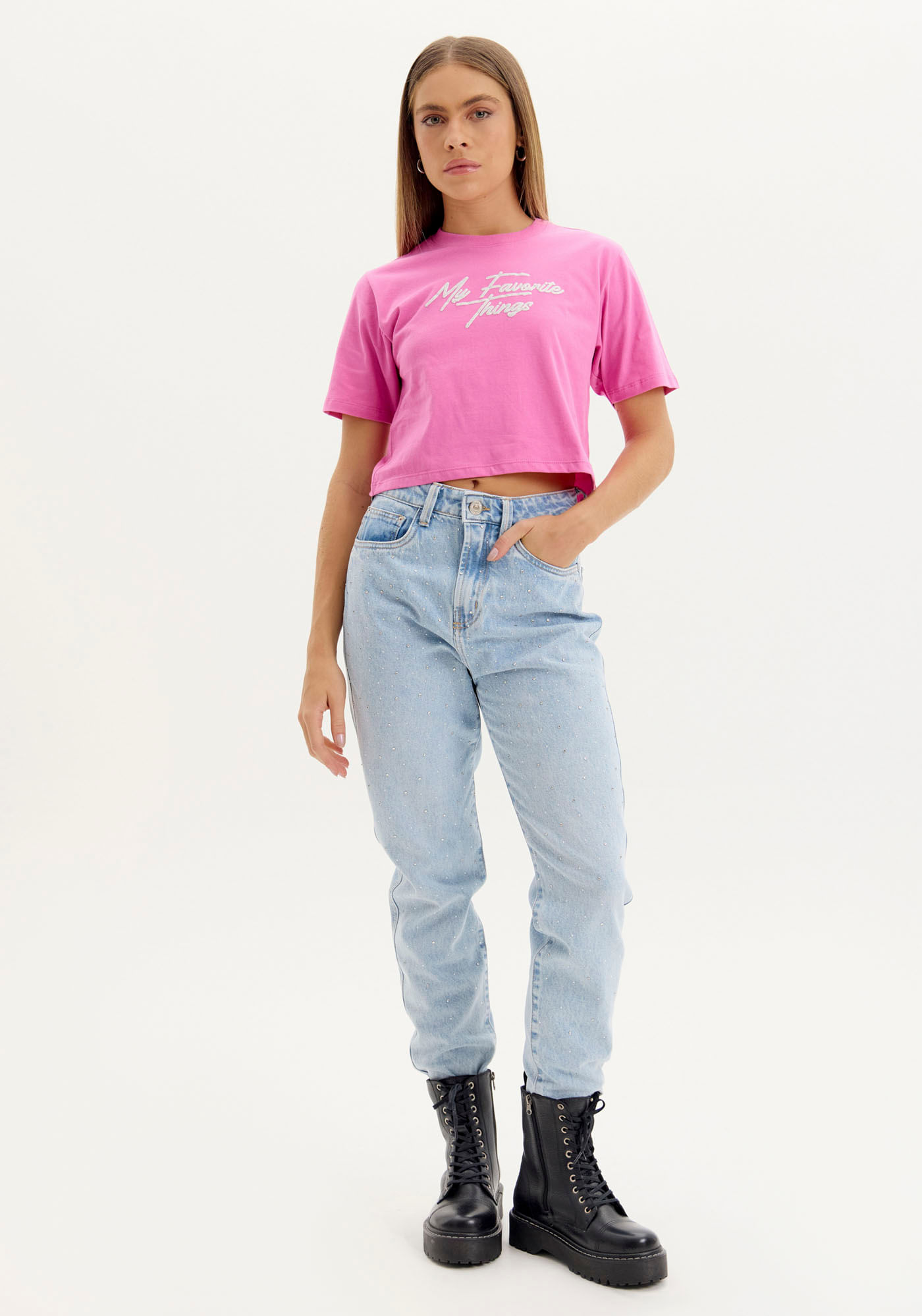 Calça Mom Jeans Brilho