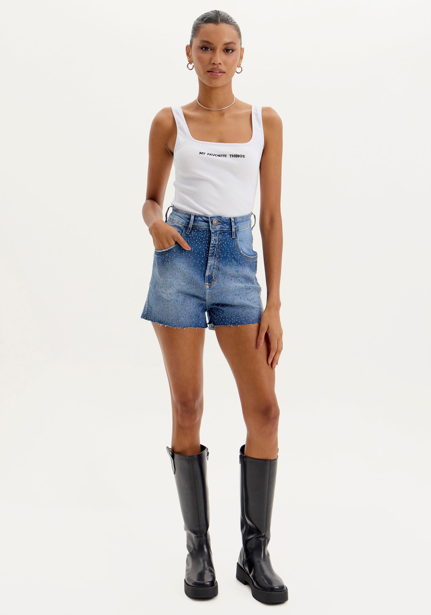 Short Grandfather Jeans Brilho
