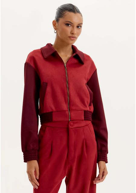 Jaqueta Bomber Bicolor Suede