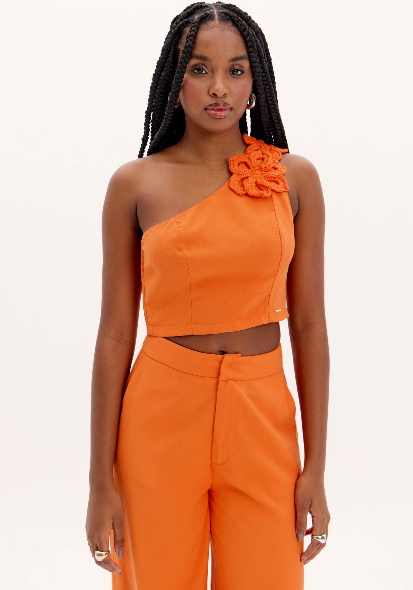 Blusa Cropped com Flor