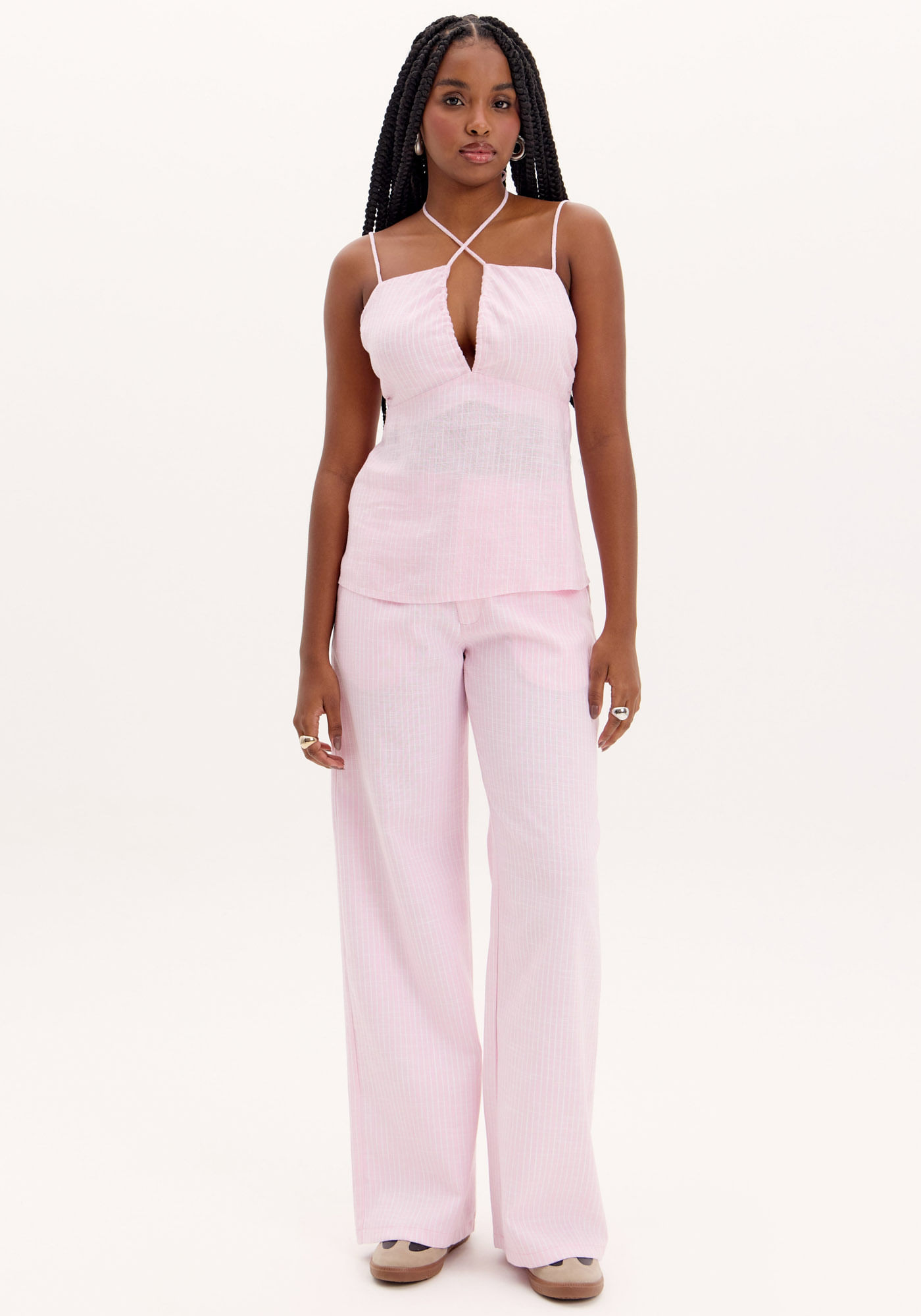 Calça Full Length Listrada