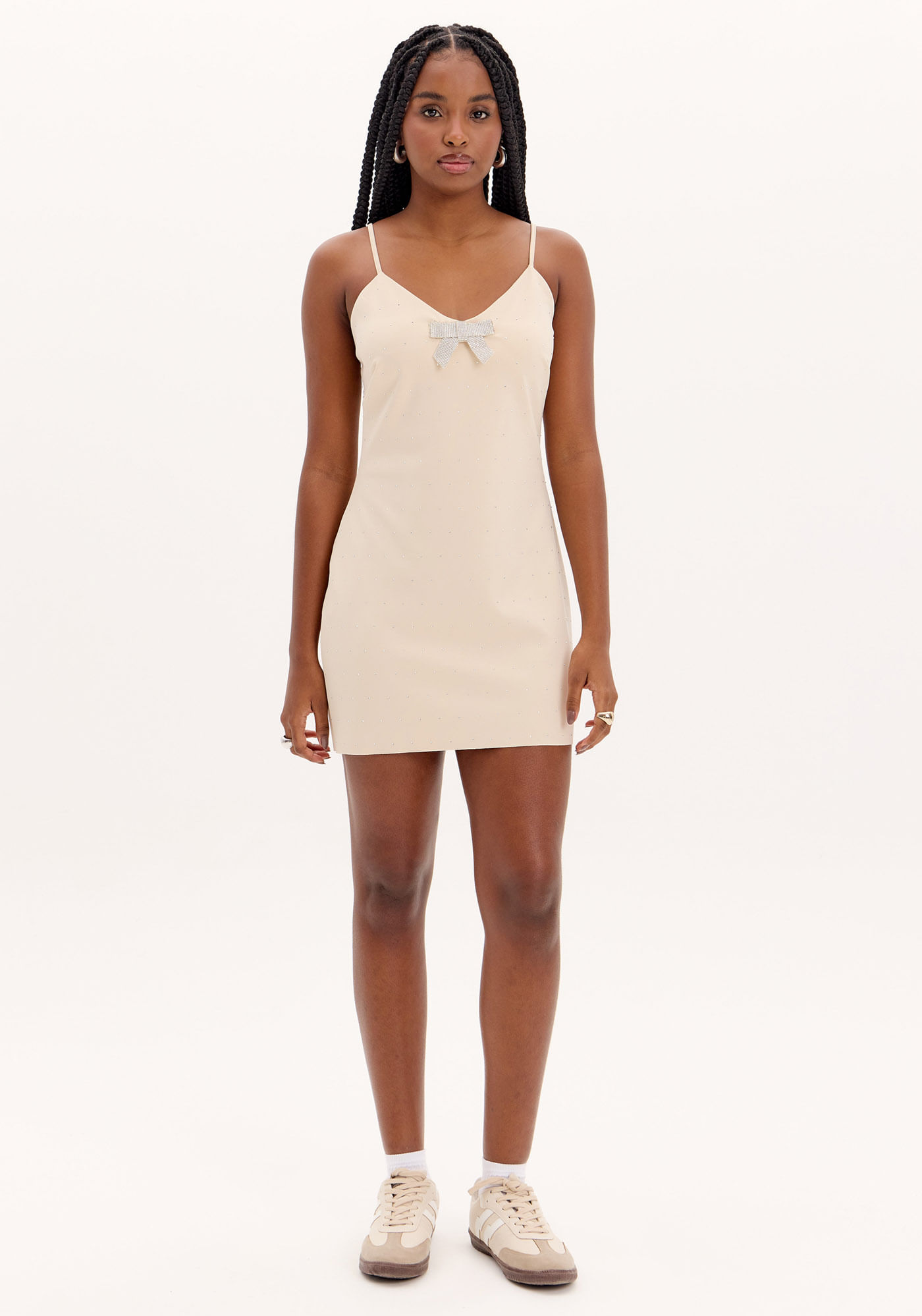 Vestido Curto com Laço Brilho