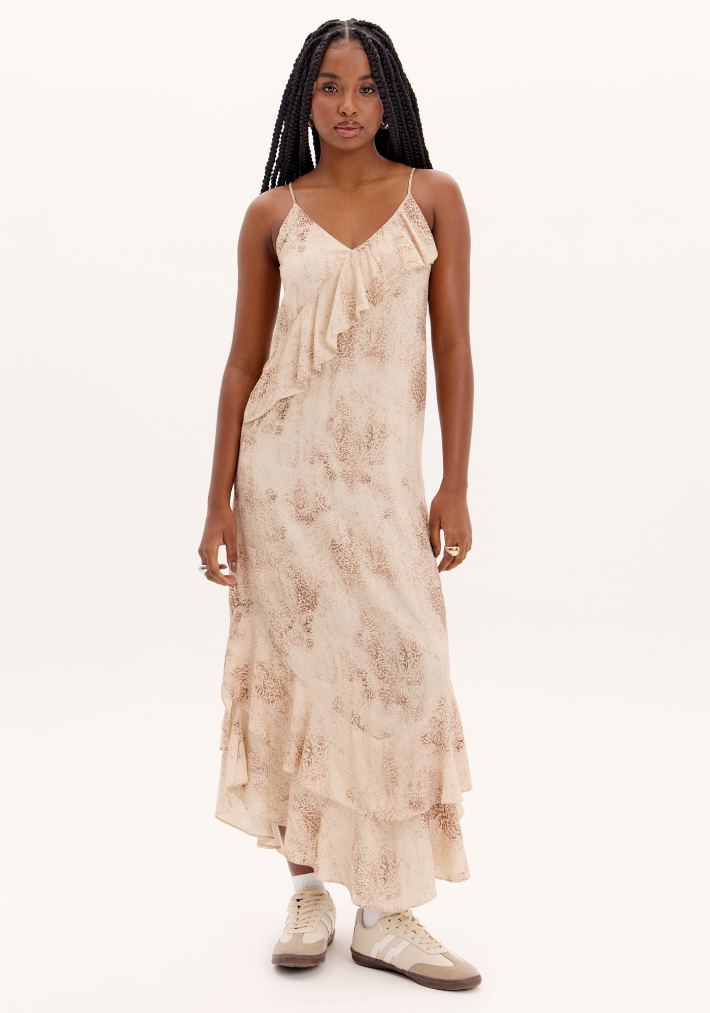 Vestido Midi com Babados