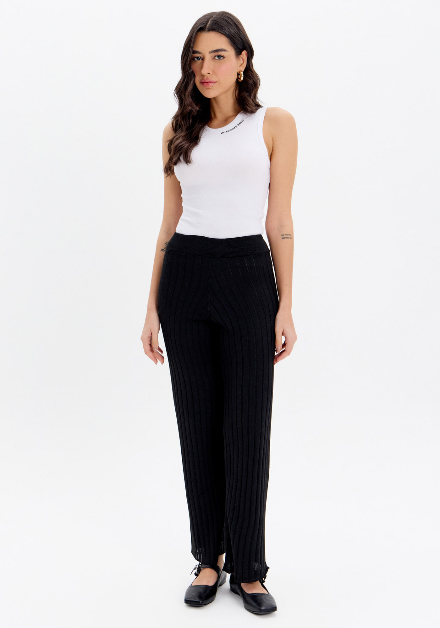 Calça Wide Leg Tricot