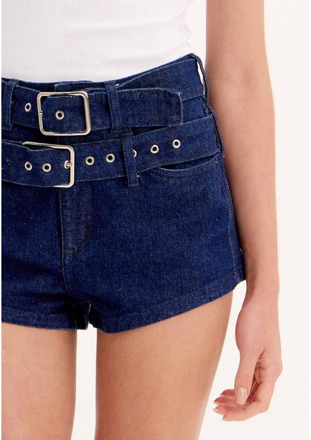 Short Jeans Hot Pants Cintura Alta com Cintos
