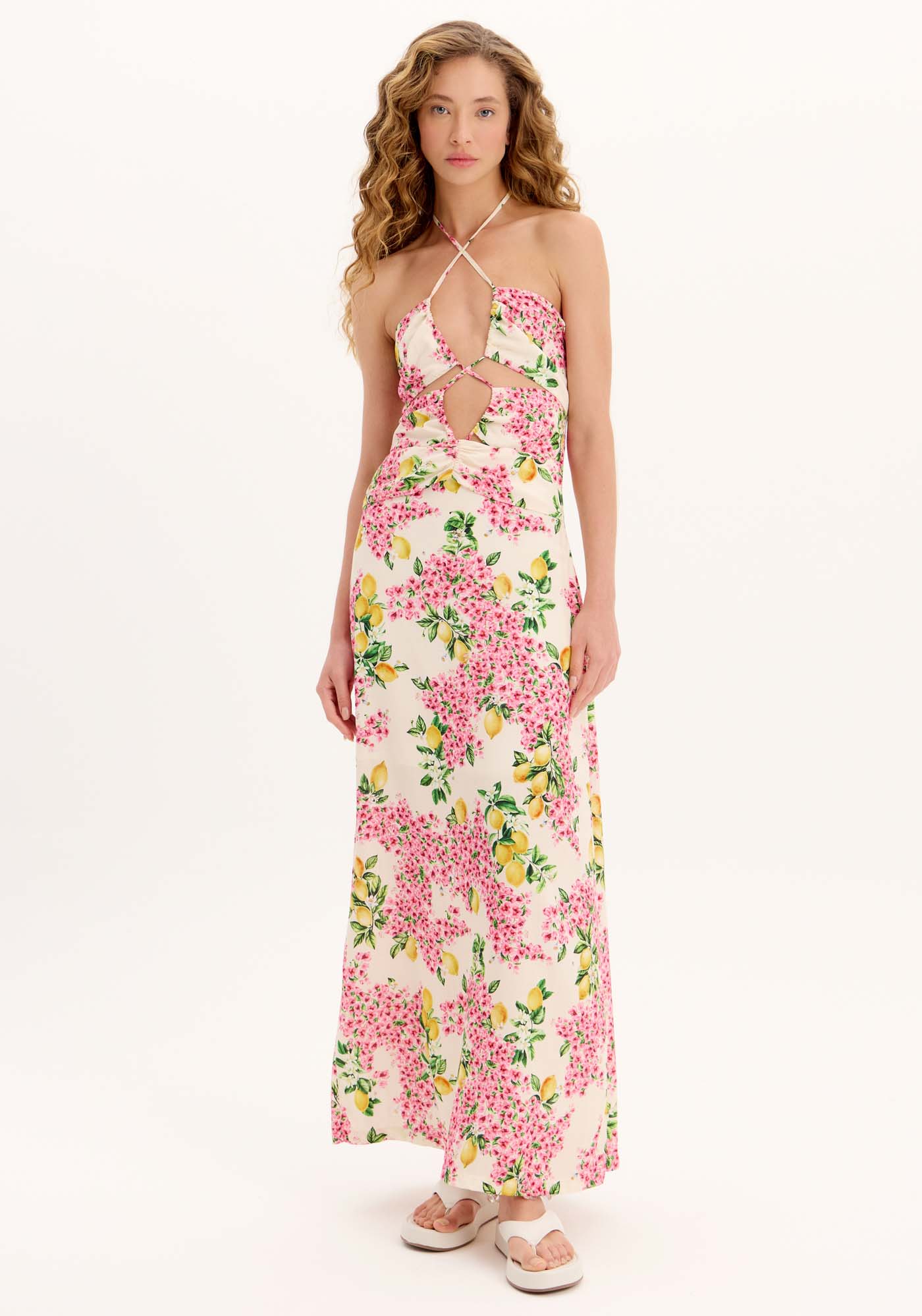 Vestido Midi Estampado com Amarração