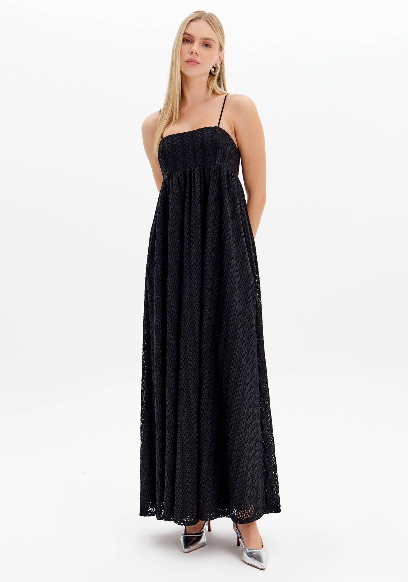 Vestido Longo com Alças Renda