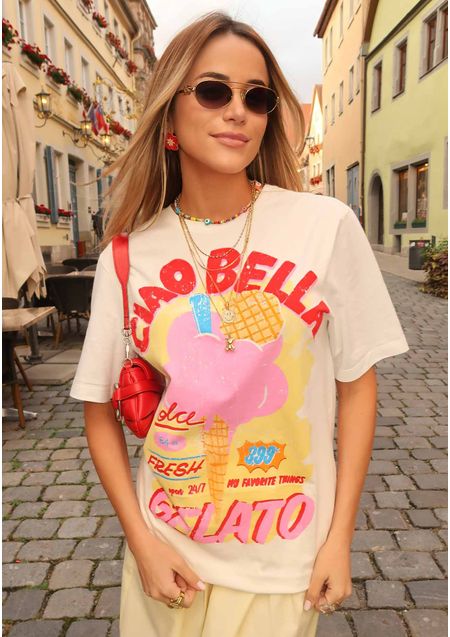 T-Shirt Oversized Com Estampa Local