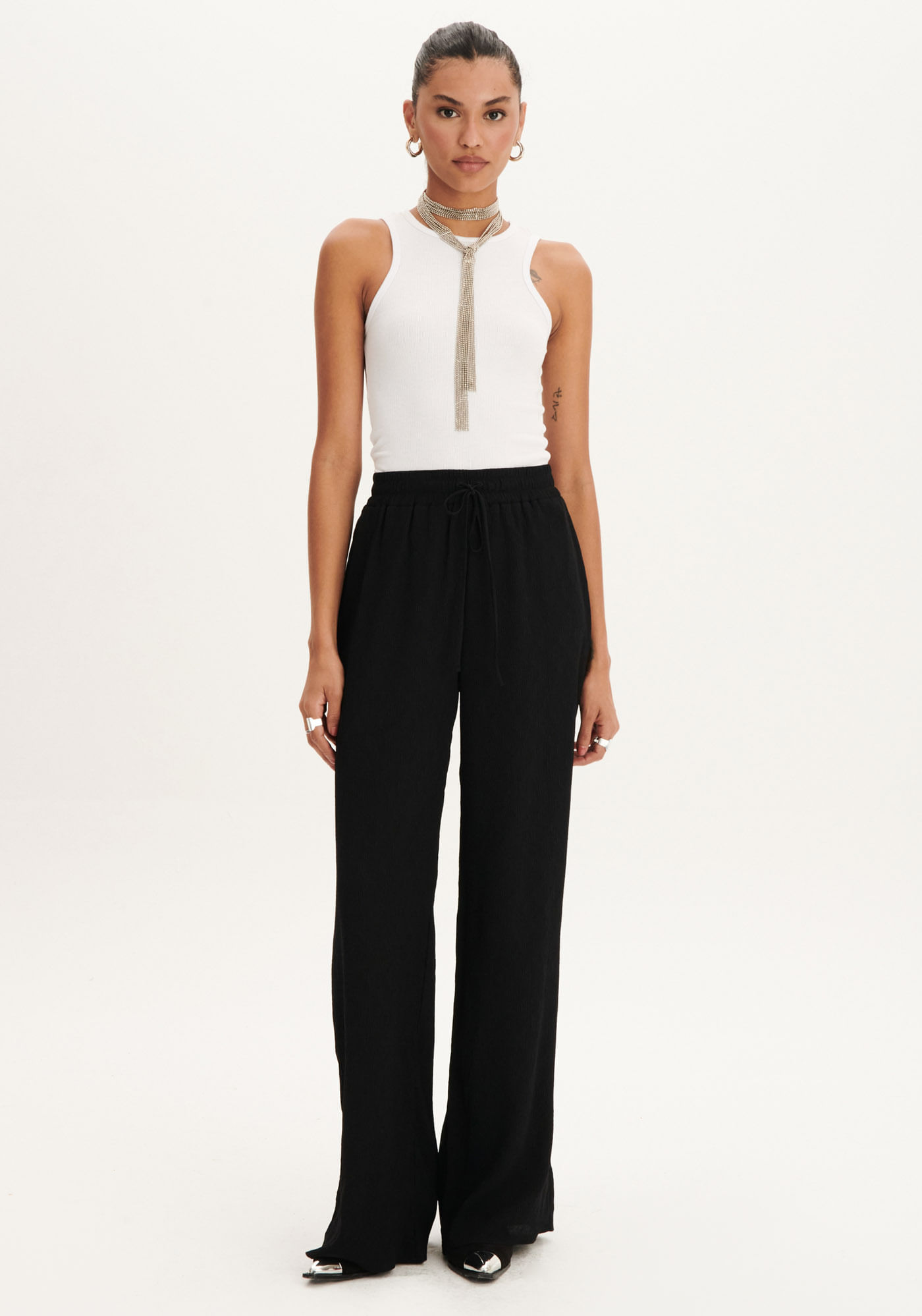 Calça Wide Leg Cintura Alta