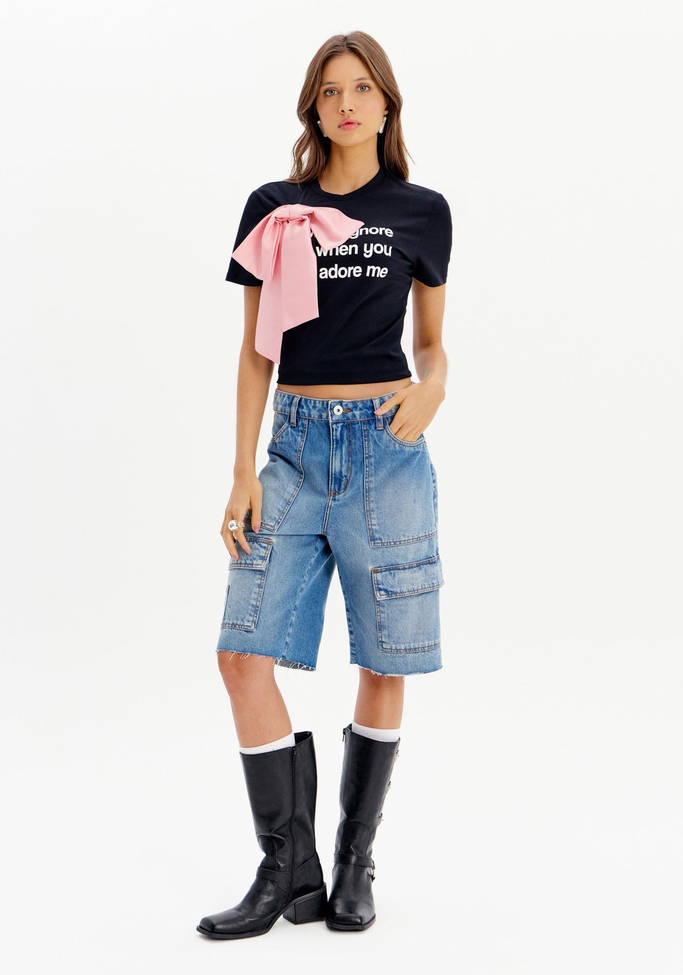 Bermuda Jeans Cargo High