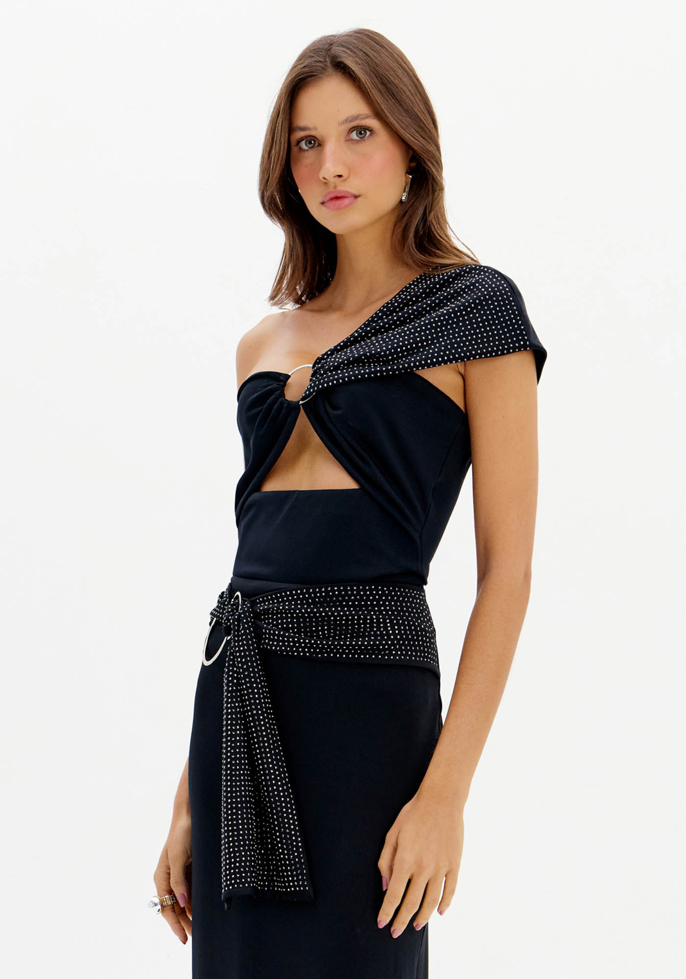 Blusa Ombro Único com Brilhos