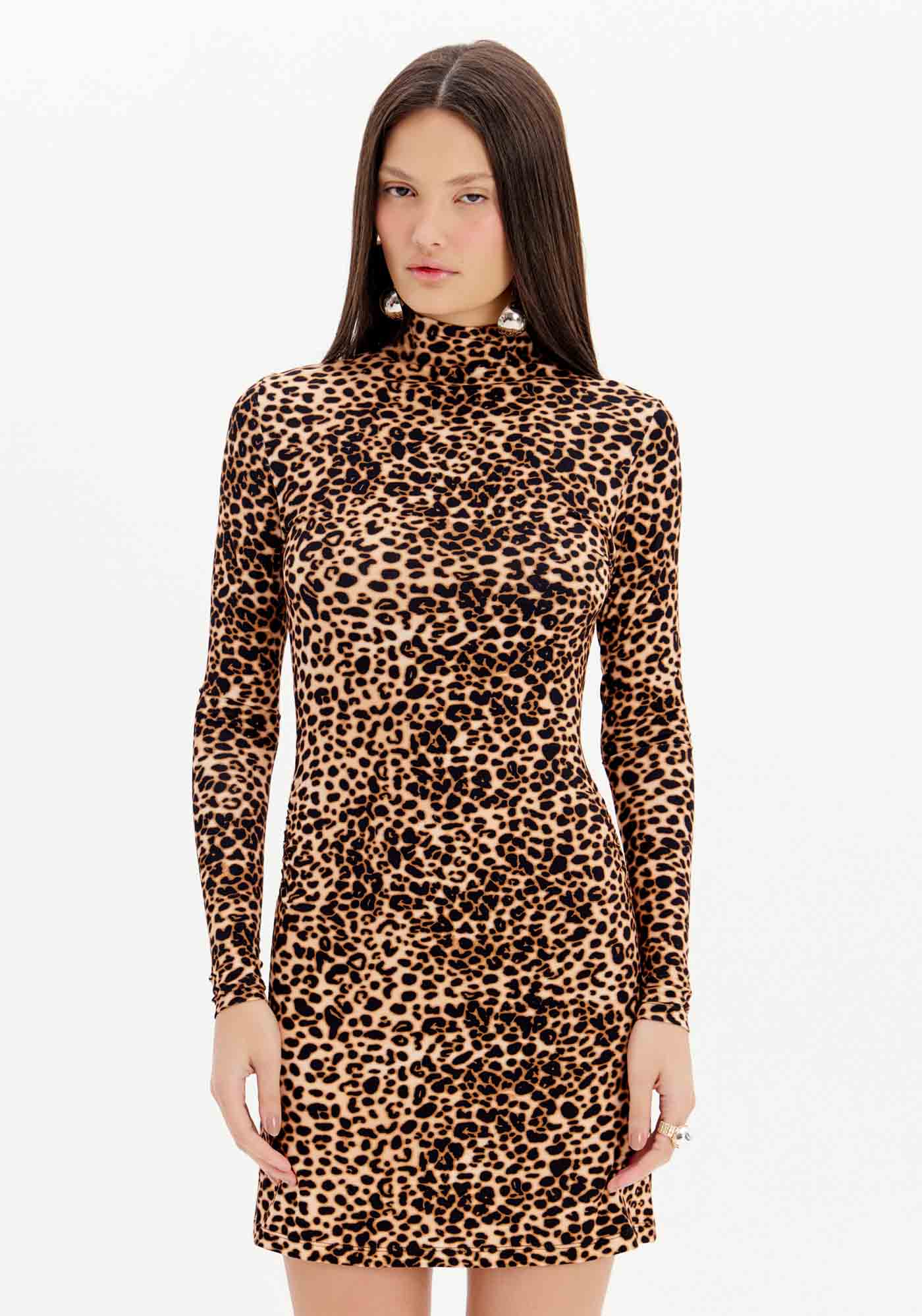 Vestido Curto Manga Longa Animal Print My Favorite