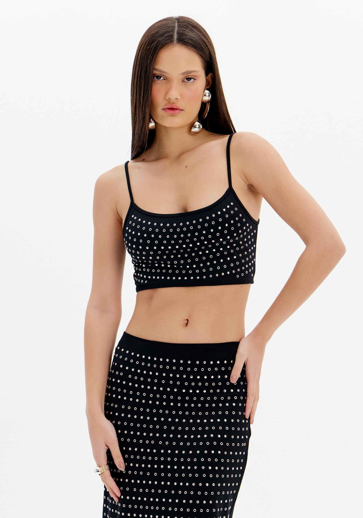 Top Cropped com Alças Brilhos