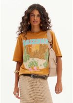 T-Shirt Oversized Manga Curta Com Estampa