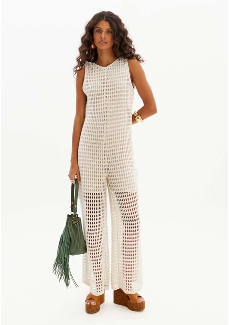 Macacão Longo Tricot com Bolsos
