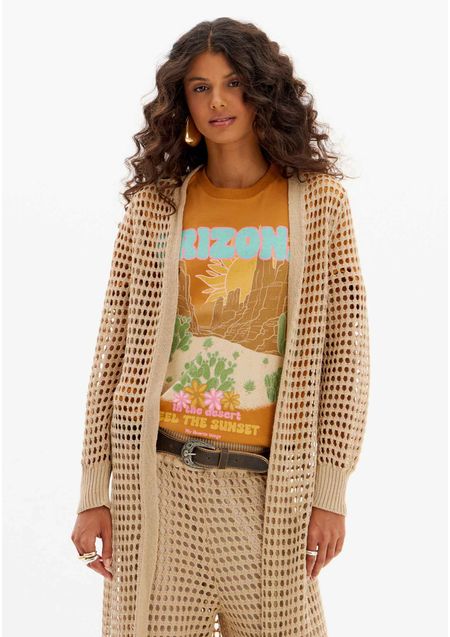 Cardigã Alongado Tricot
