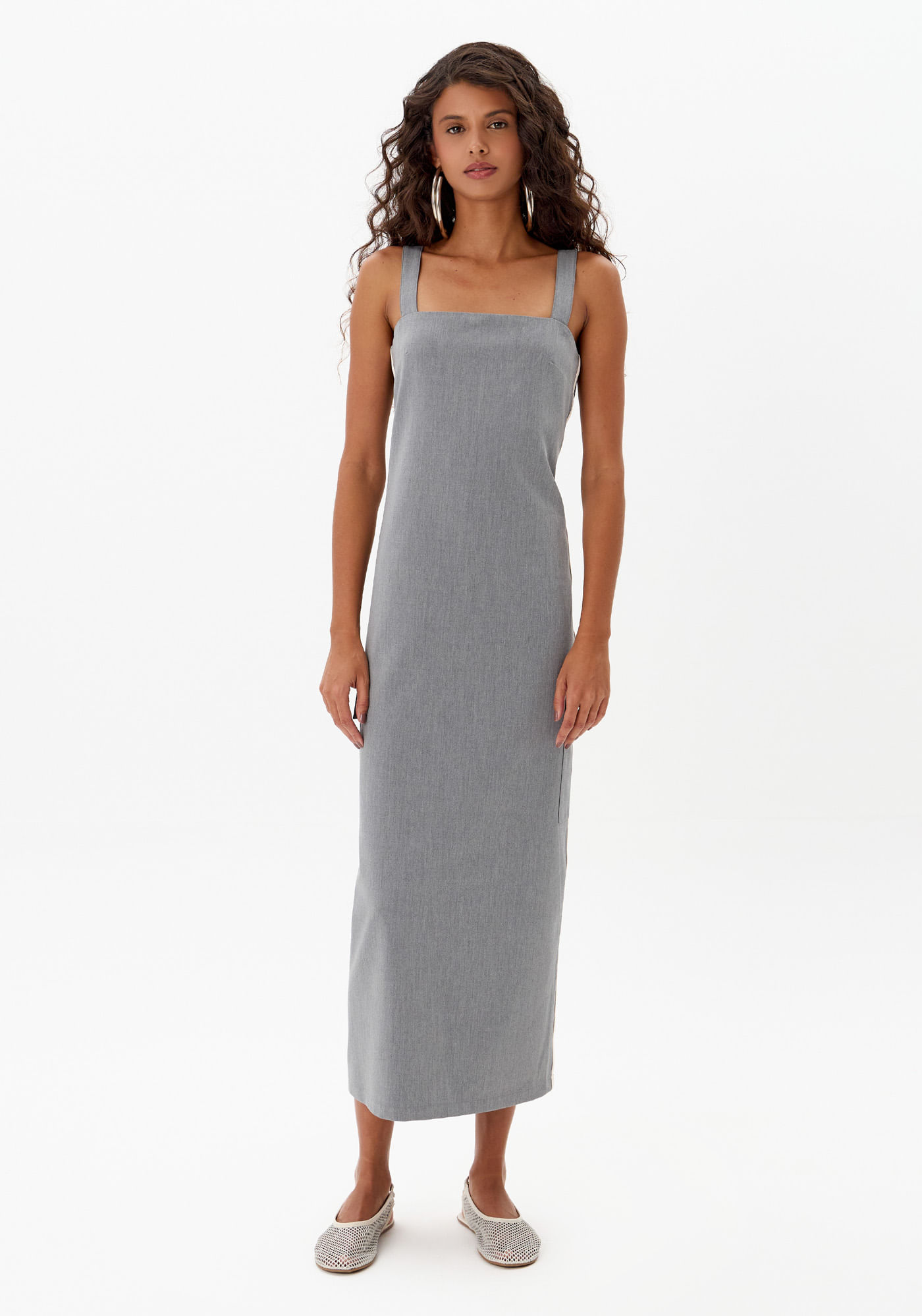 Vestido Super Midi Alfaiataria com Alça