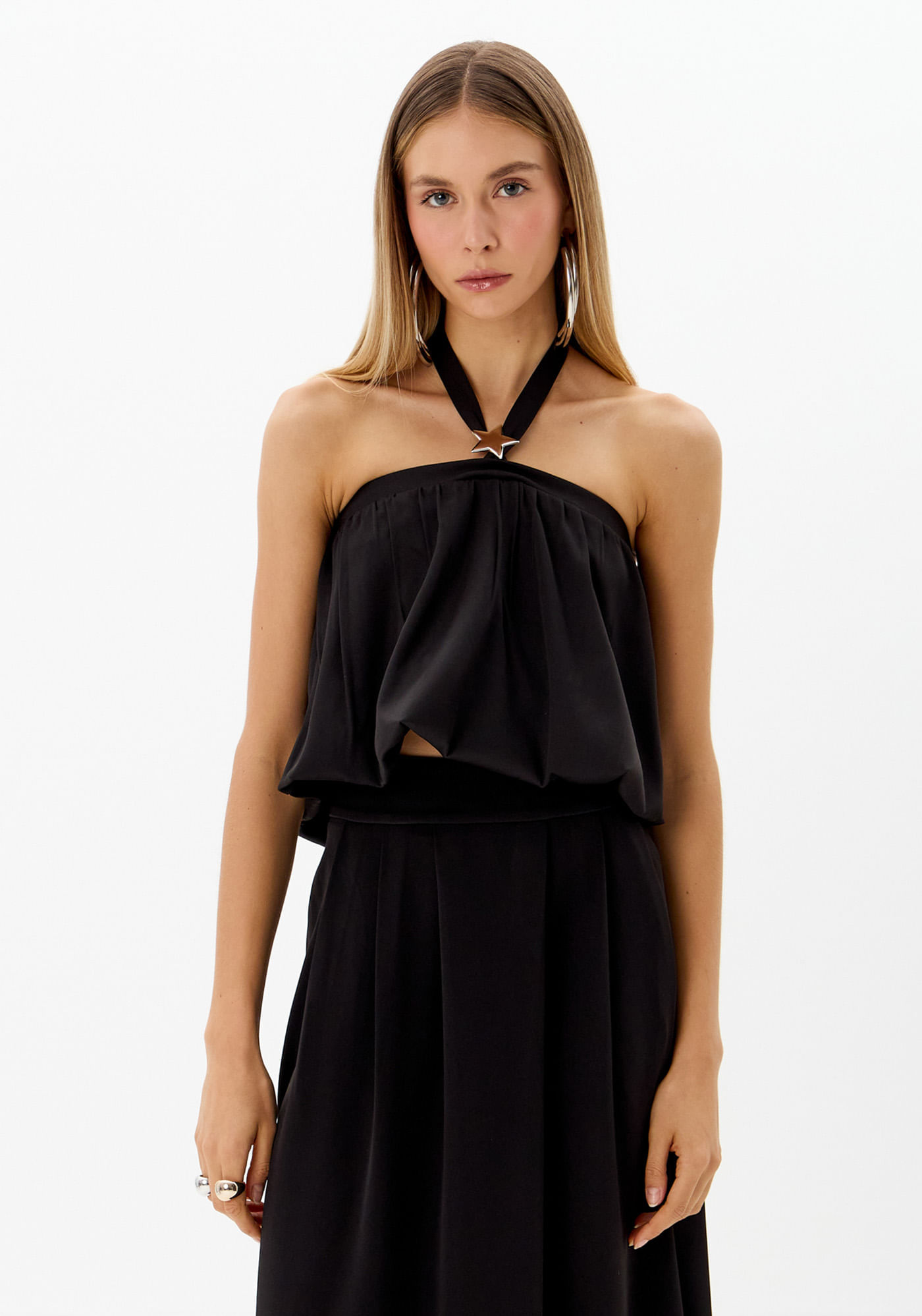 Blusa Cropped Balonê Com Amarração