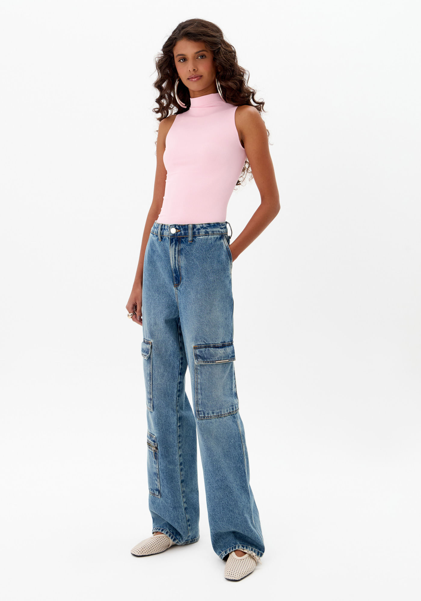 Calça Jeans Full Length Cintura Super Alta