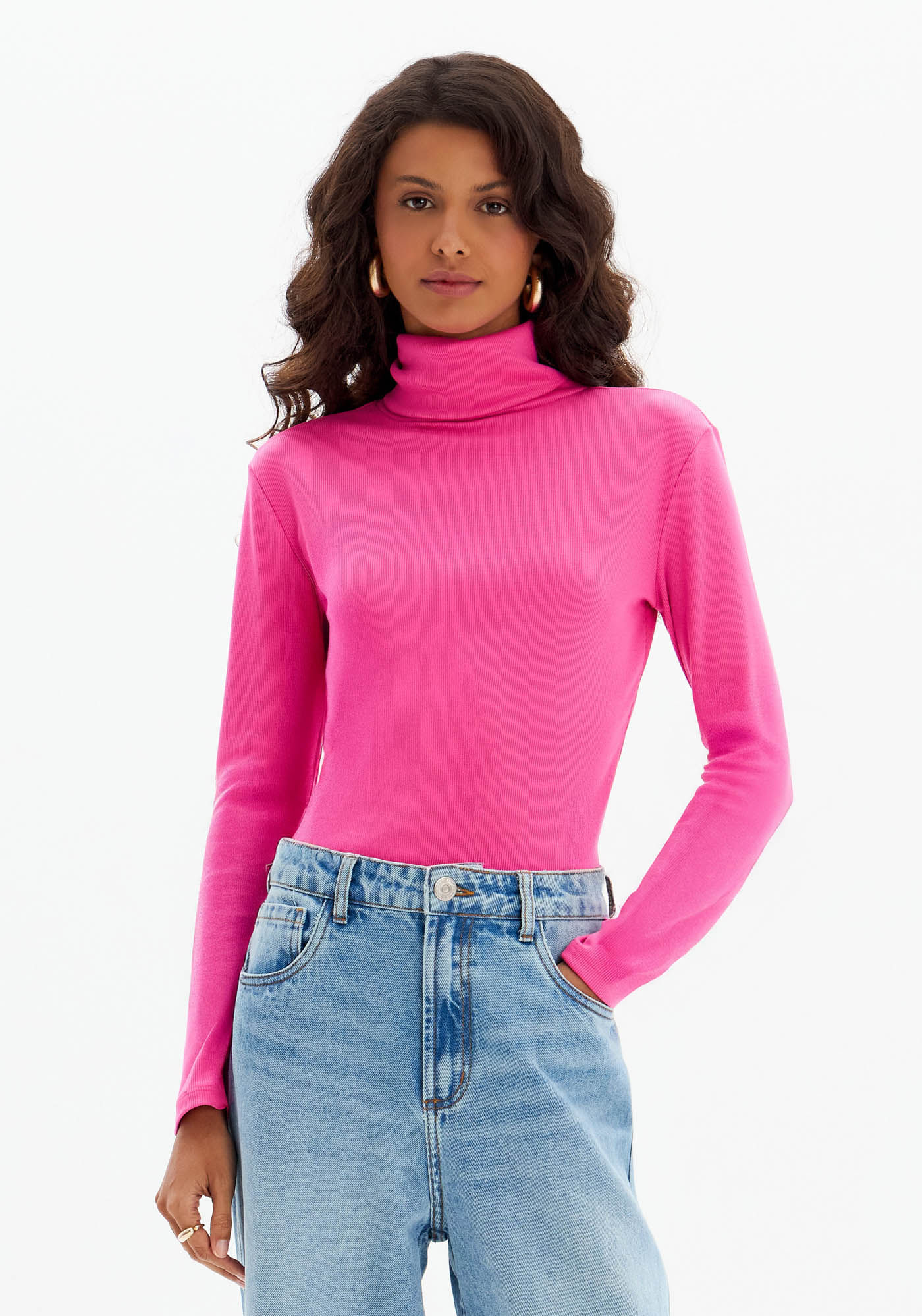 Blusa Manga Longa Gola Alta