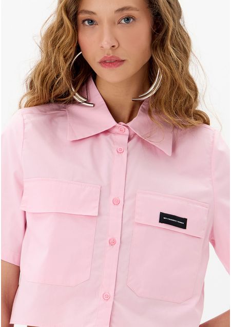 Camisa Cropped Manga Curta