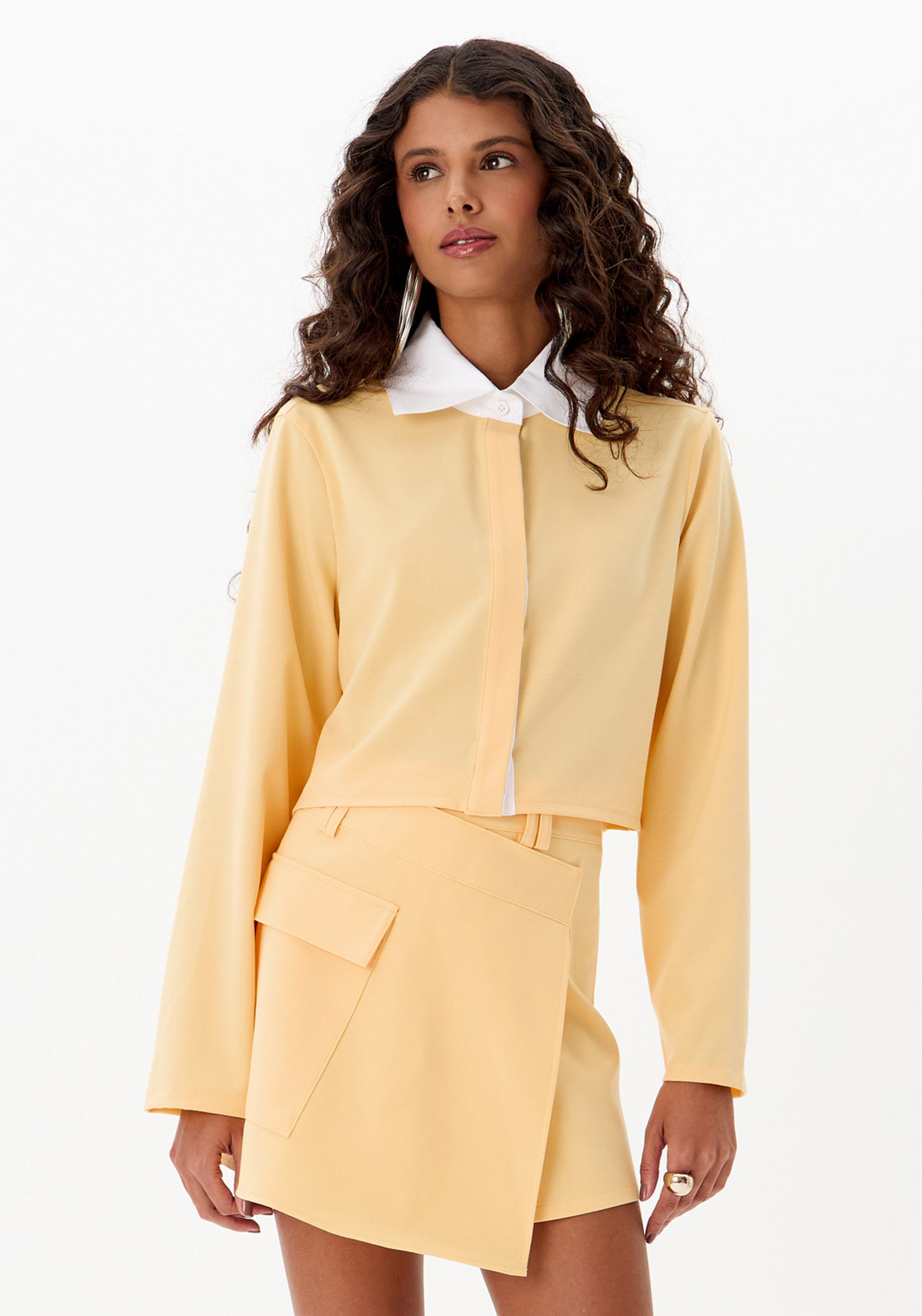 Camisa Cropped Manga Longa