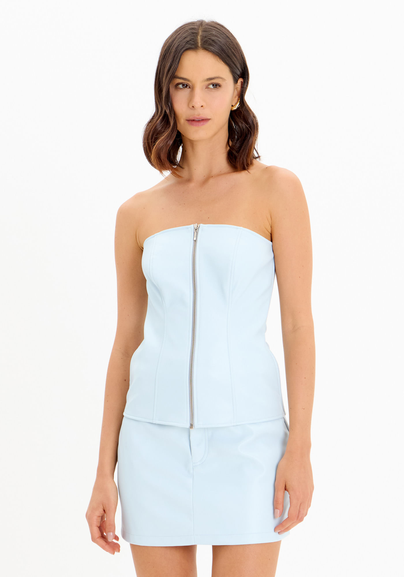 Blusa Corset Sem Alças Com Zíper