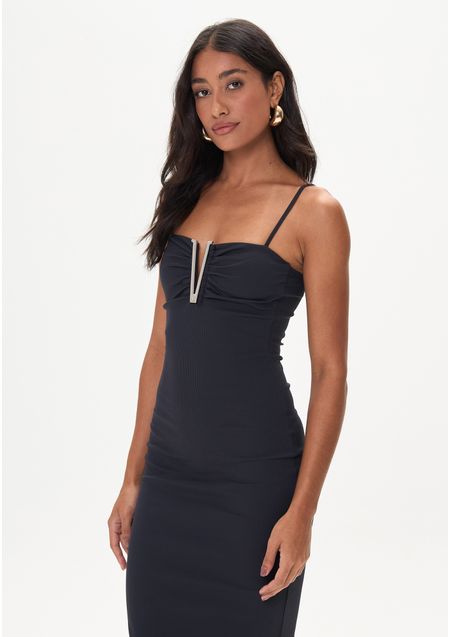 Vestido Midi De Alça com Fenda