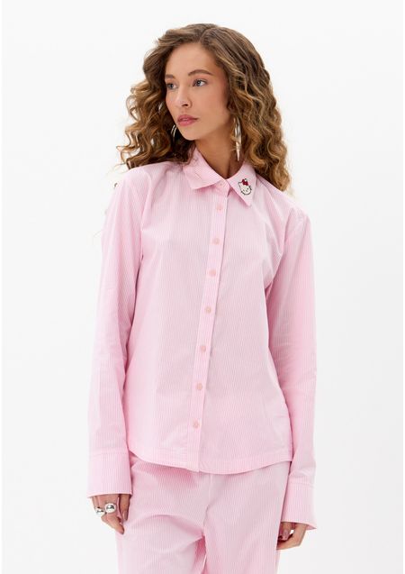 Camisa Alongada Listrada Hello Kitty