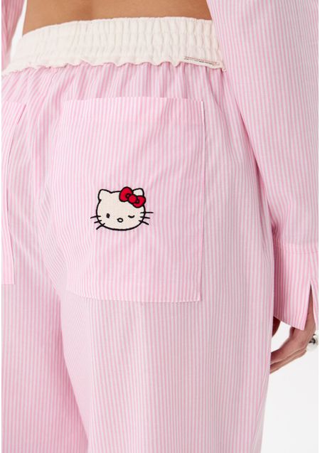 Calça Full Length Listrada Hello Kitty