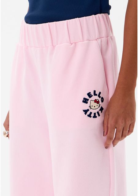 Calça Reta Moletom Hello Kitty