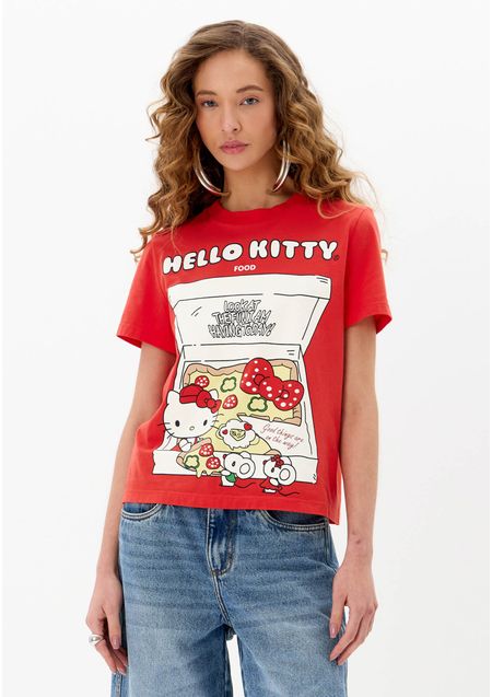 T-Shirt Manga Curta Estampa Hello Kitty