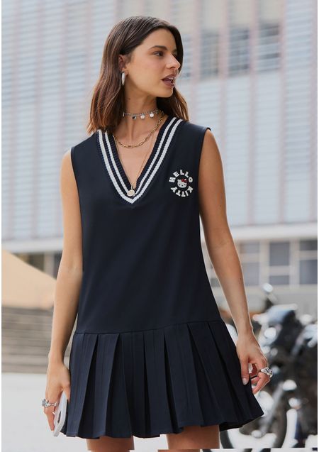 Vestido Curto com Pregas Hello Kitty