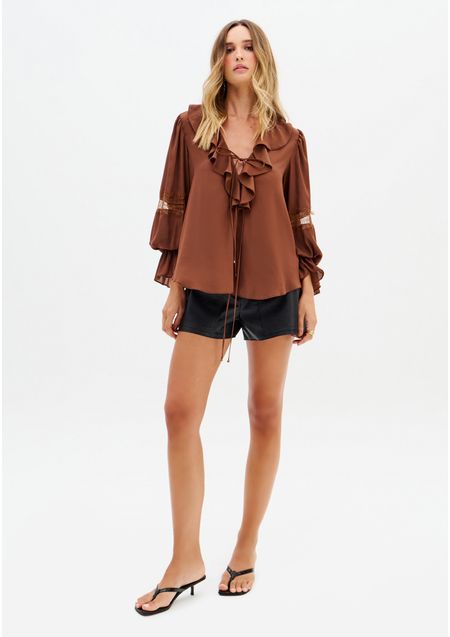 Blusa Manga Longa Com Babado