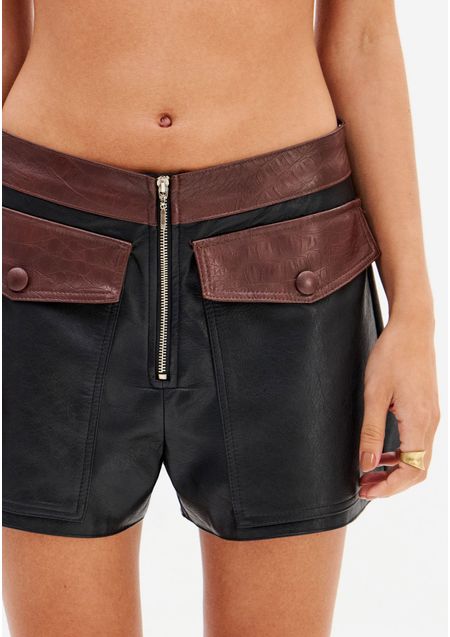 Short Bicolor Com Bolso