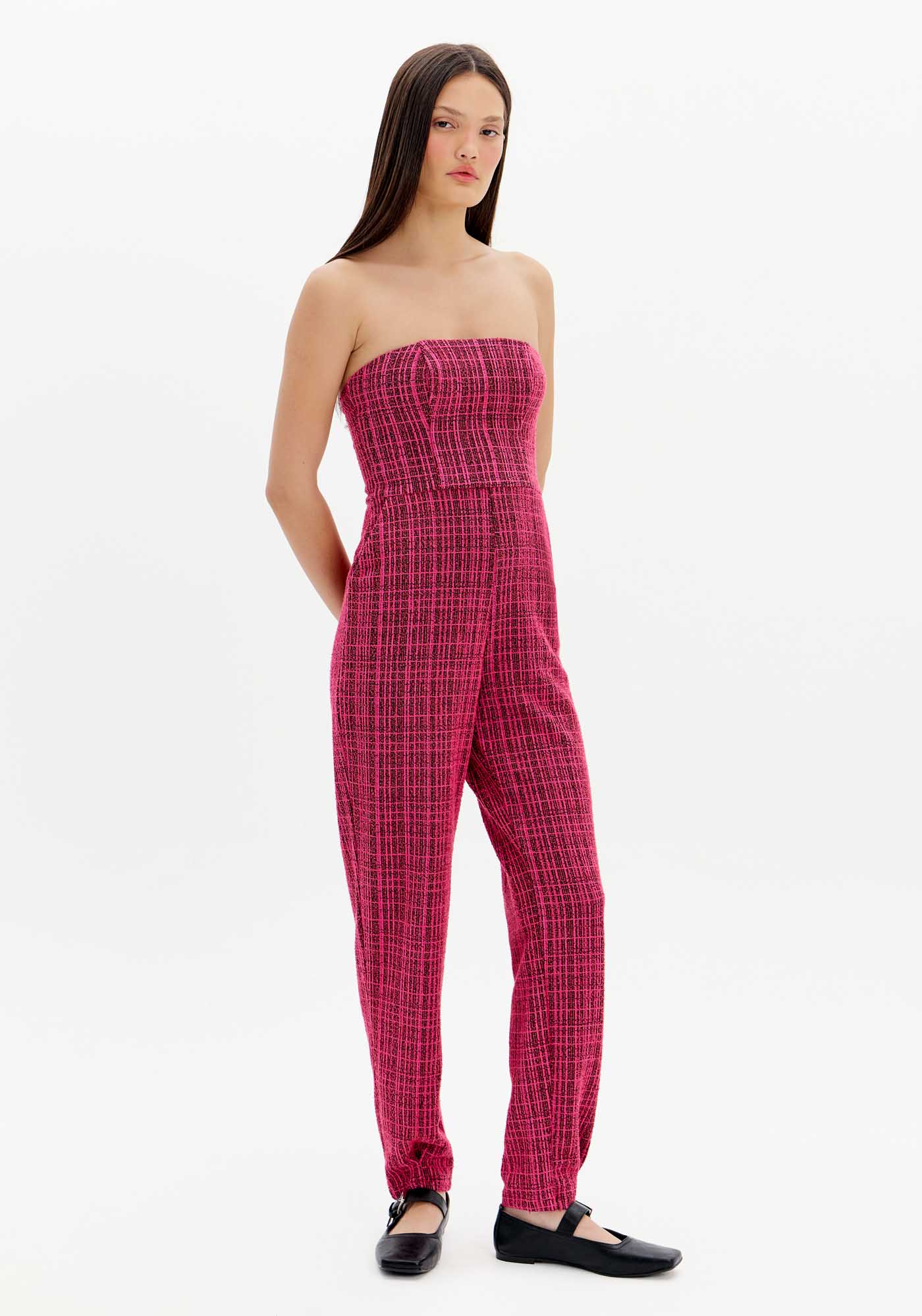 Macacão Longo Sem Alças Tweed