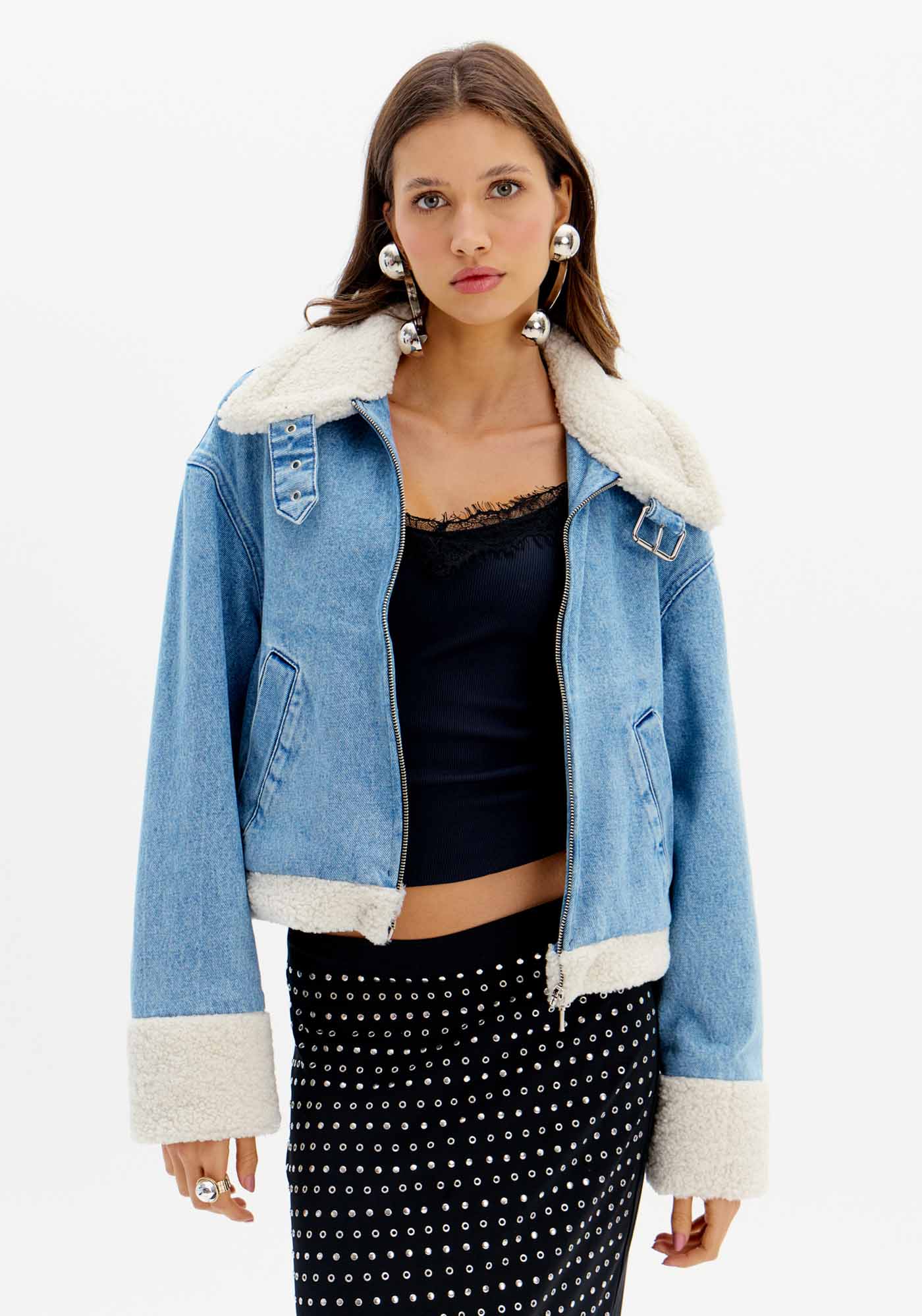 Jaqueta Jeans Com Pelo