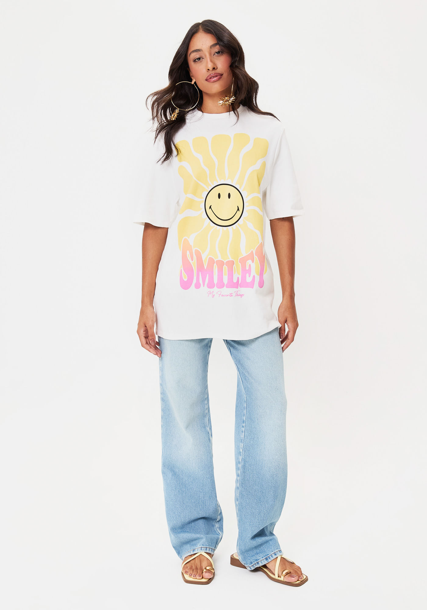 T-Shirt Oversized Alongada Smiley