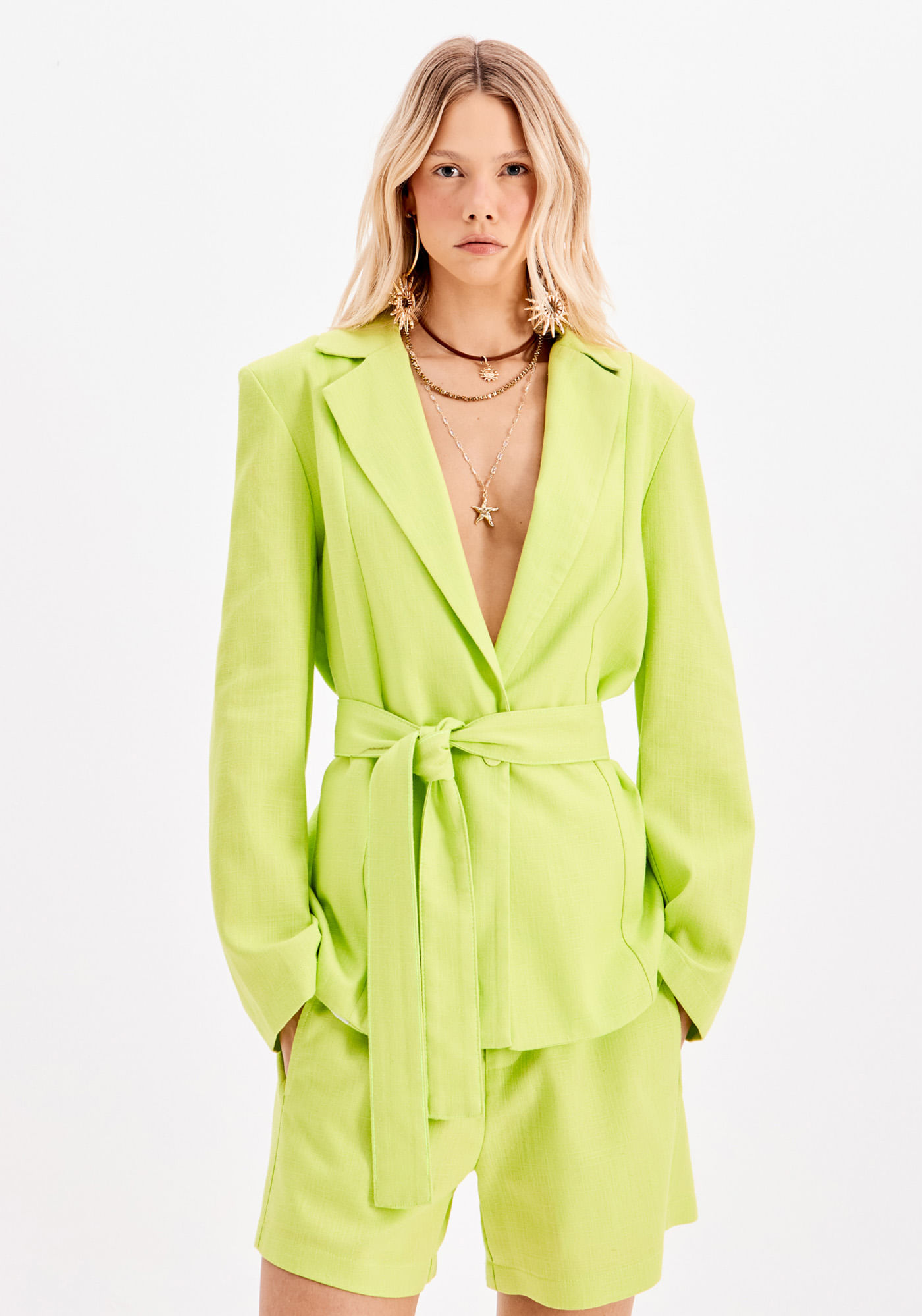 Blazer Oversized Linho com Faixa