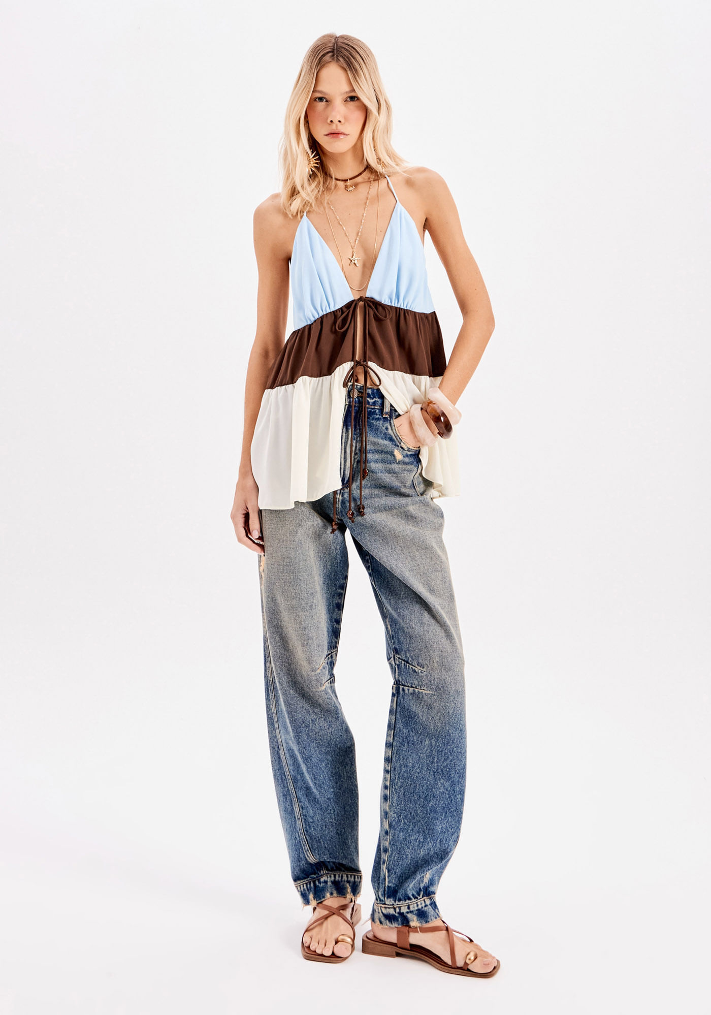 Calça Jeans Barrel Cintura Alta