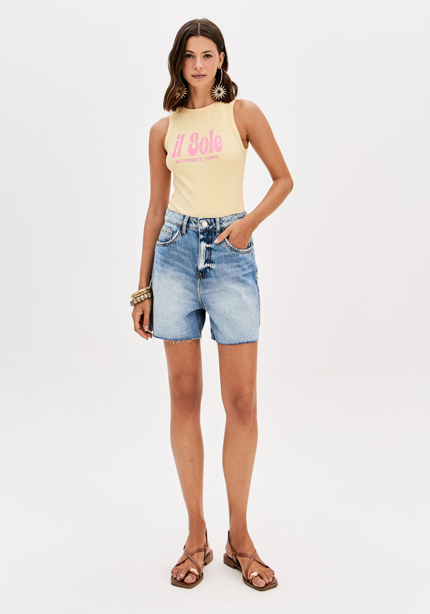 Short Jeans Mom Cintura Super Alta