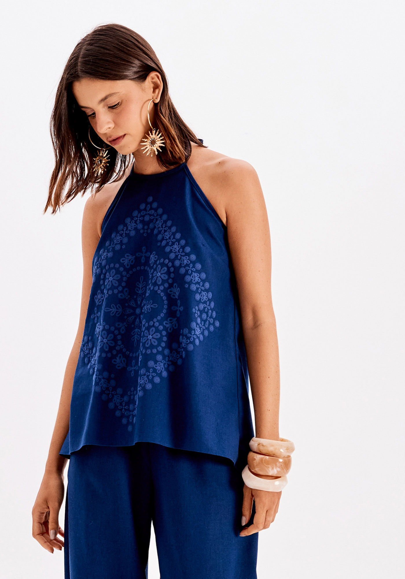 Blusa Frente Única Com Linho