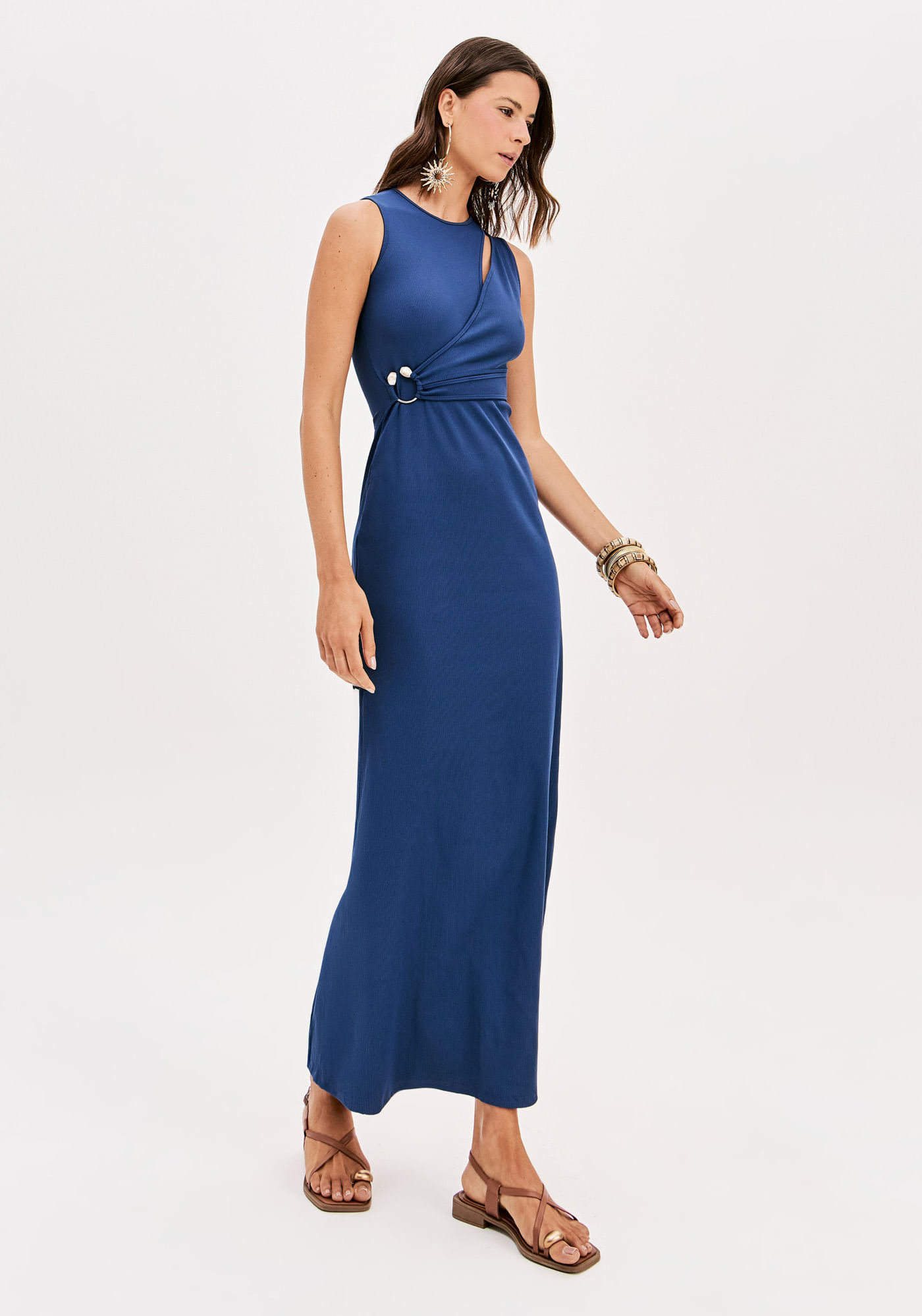 Vestido Super Midi Com Recortes