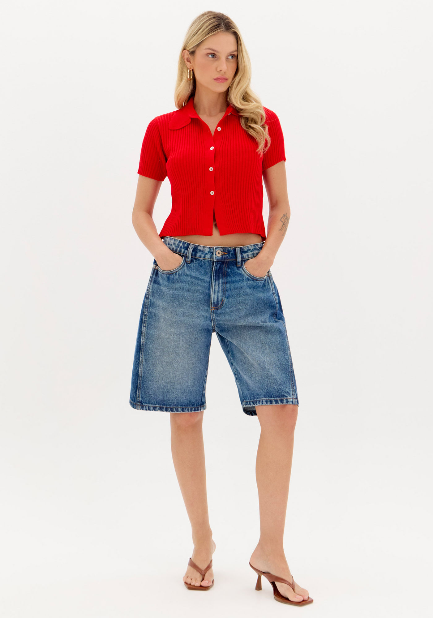 Blusa Tricot Gola Polo