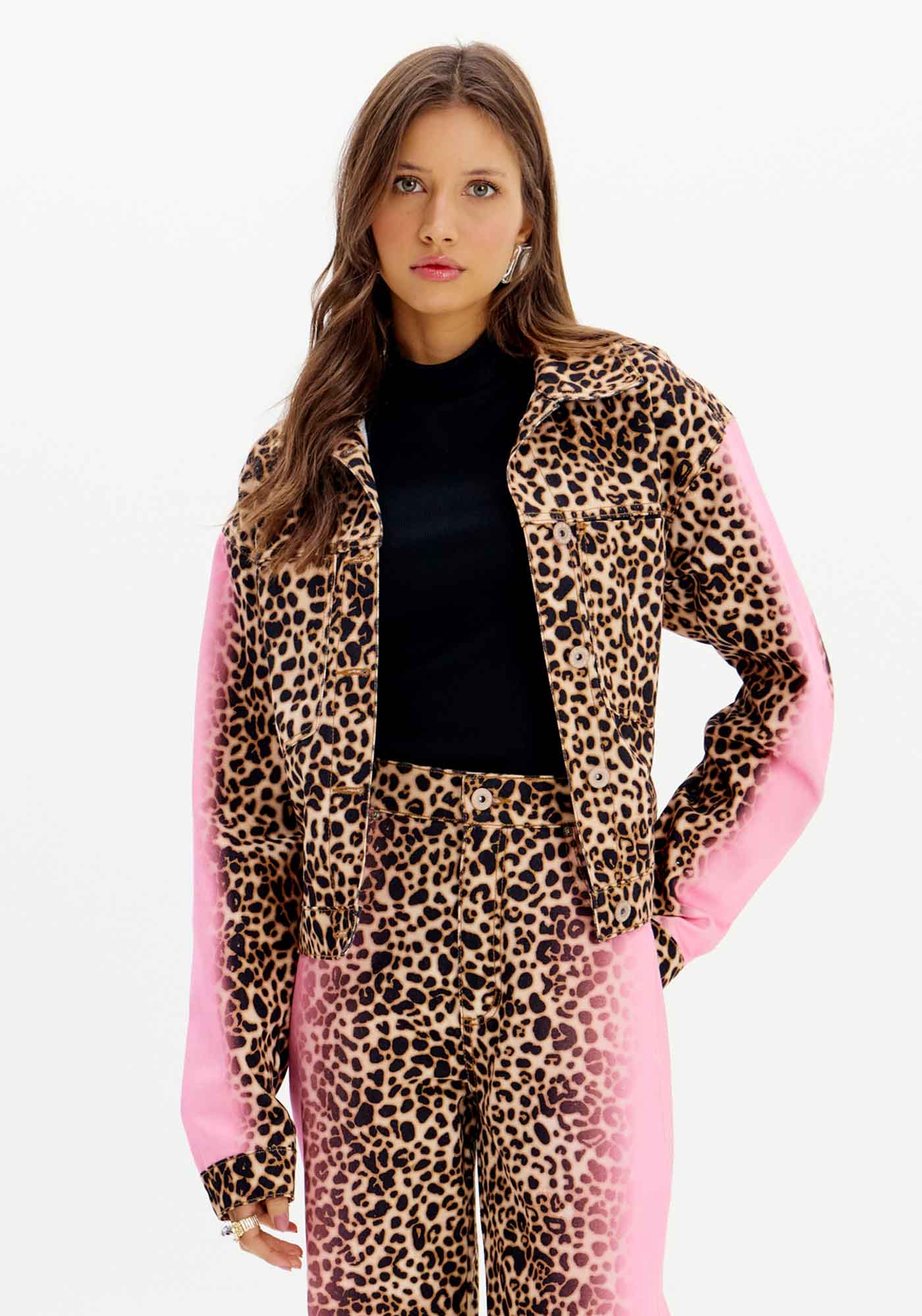 Jaqueta Sarja Trucker Animal Print