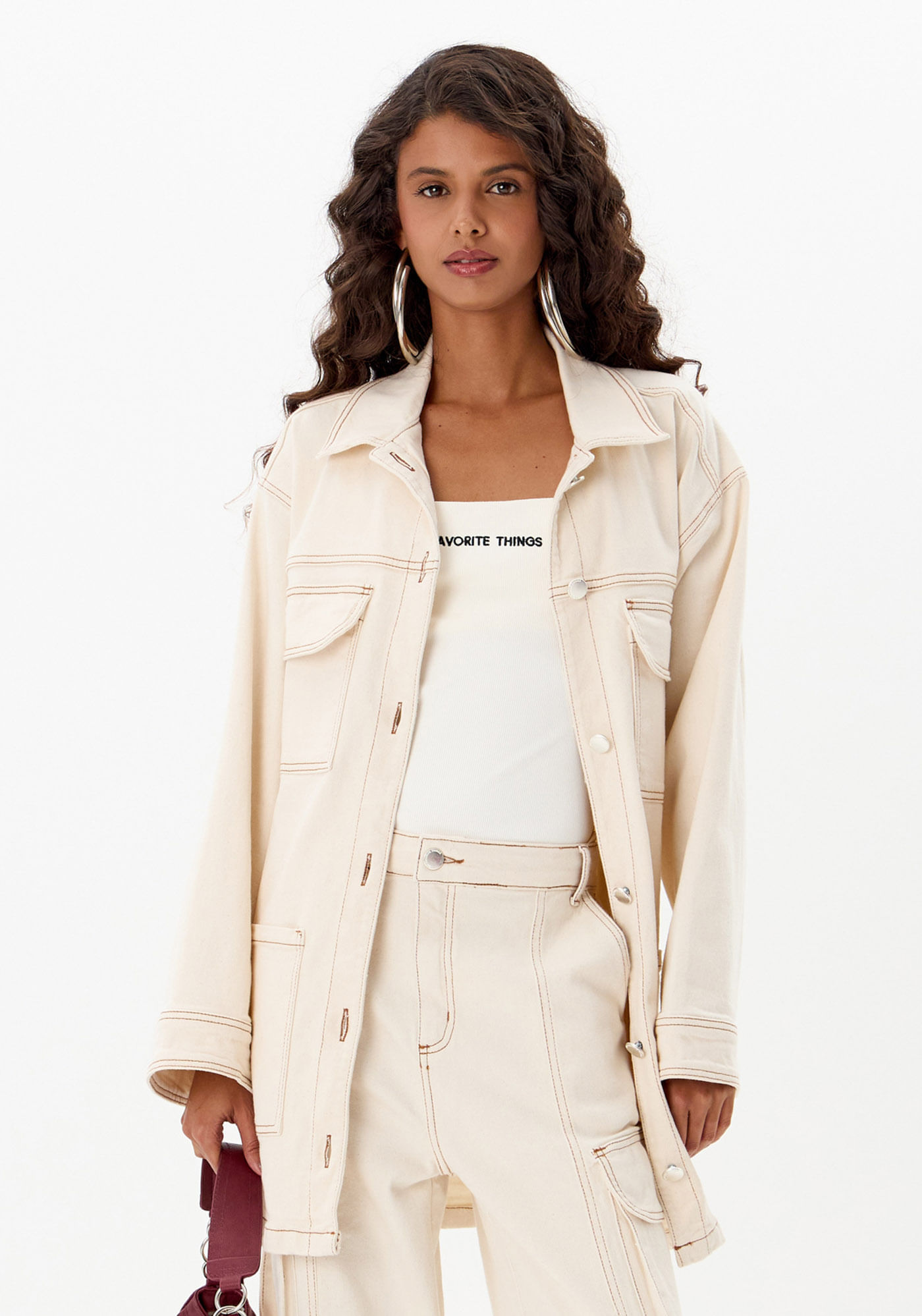 Parka De Sarja Com Faixa