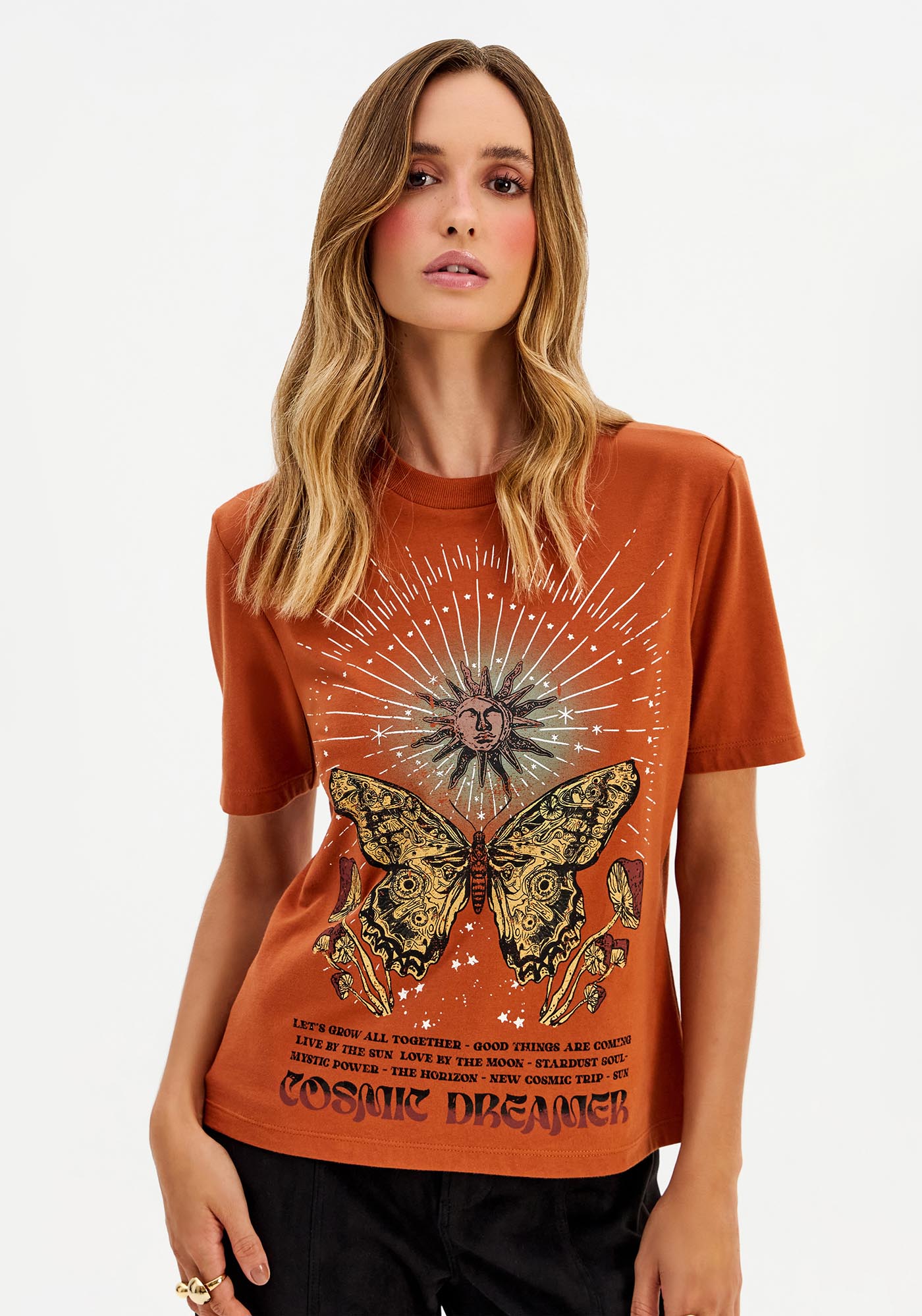 T-Shirt Regular Manga Curta Com Estampa
