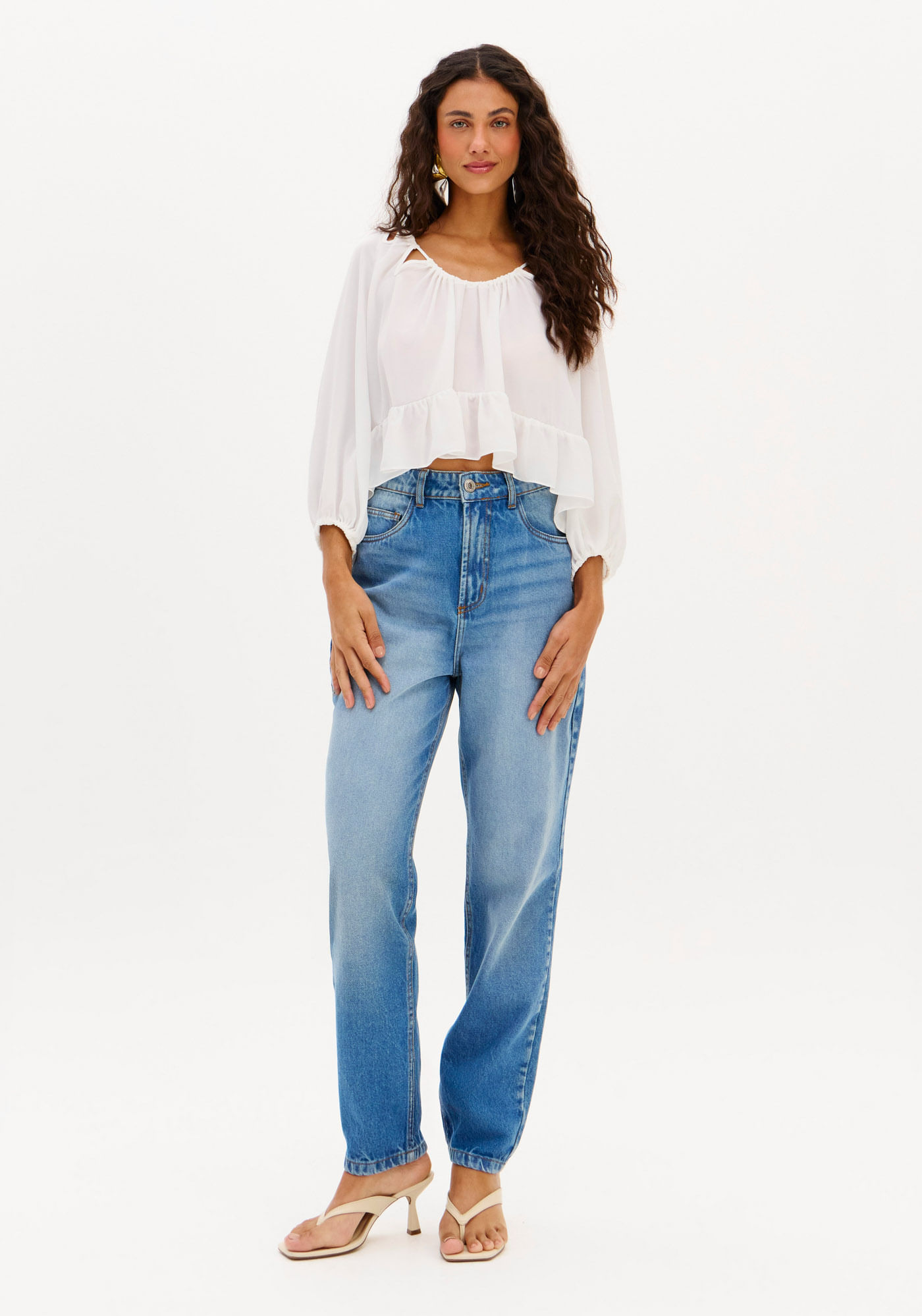 Calça Jeans Mom Cintura Super Alta