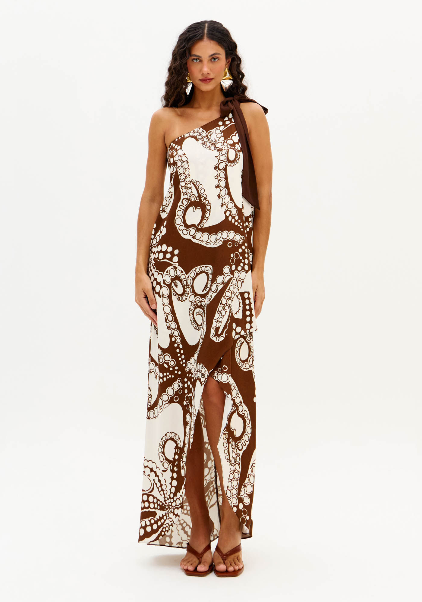 Vestido Super Midi Ombro Único Assimétrico